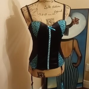 Blue Leopard Bustier Garter Top